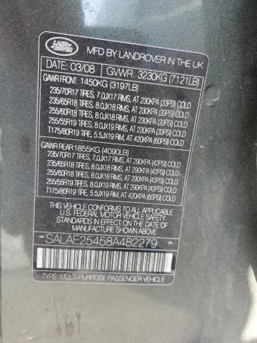 SALAE25458A482279 - 2008 LAND ROVER RANGE ROVE SE GREEN photo 13