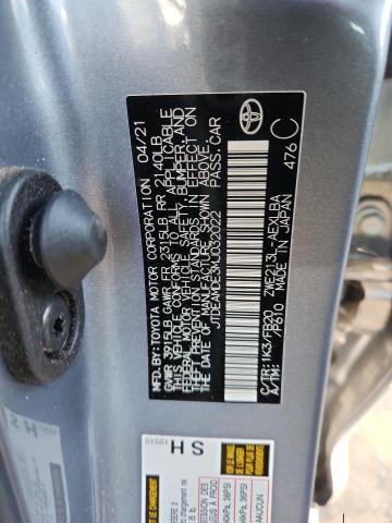 JTDEAMDE3MJ032022 - 2021 TOYOTA COROLLA LE GRAY photo 12