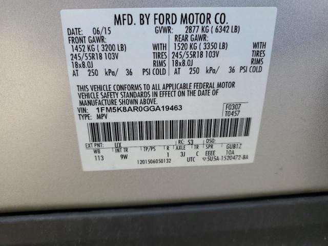 1FM5K8AR0GGA19463 - 2016 FORD EXPLORER POLICE INTERCEPTOR 银色 照片 13