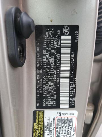 4T1BE30KX6U147405 - 2006 TOYOTA CAMRY LE TAN photo 12