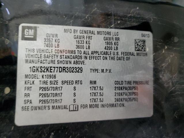 1GKS2KE77DR302329 - 2013 GMC YUKON XL K1500 SLT BLACK photo 14