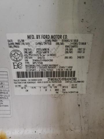 2FMEK62C49BA04280 - 2009 FORD FLEX SEL WHITE photo 13