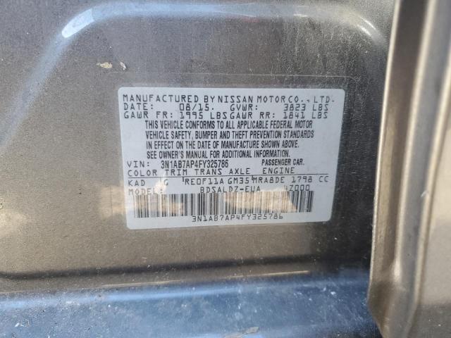 3N1AB7AP4FY325786 - 2015 NISSAN SENTRA SV S GRAY photo 12