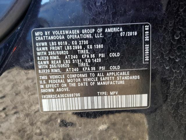 1V2RR2CA3KC588795 - 2019 VOLKSWAGEN ATLAS SEL BLACK photo 14