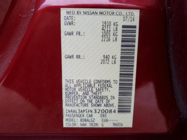 1N4AL3AP5FN320084 - 2015 NISSAN ALTIMA 2.5 RED photo 13