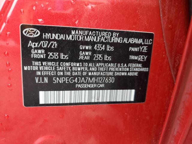 5NPEG4JA7MH127630 - 2021 HYUNDAI SONATA SE RED photo 12