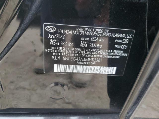 5NPEG4JA3MH112381 - 2021 HYUNDAI SONATA SE BLACK photo 12