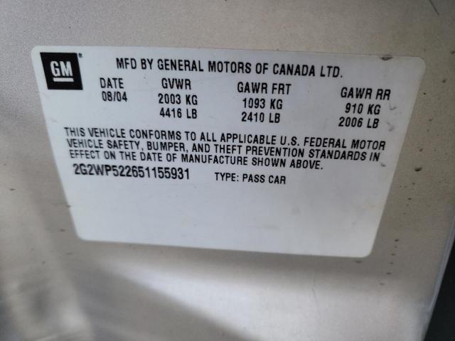 2G2WP522651155931 - 2005 PONTIAC GRAND PRIX 银色 照片 12