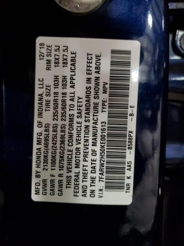 7FARW2H50KE001613 - 2019 HONDA CR-V EX BLUE photo 14