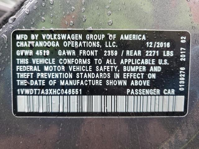 1VWDT7A3XHC046551 - 2017 VOLKSWAGEN PASSAT R-LINE Boz foto 12