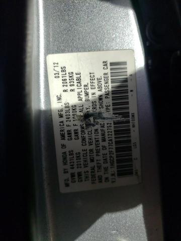 1HGCP2F77CA122752 - 2012 HONDA ACCORD EX SILVER photo 12