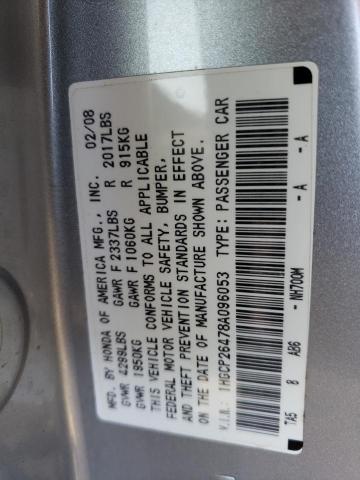 1HGCP26478A096053 - 2008 HONDA ACCORD LXP SILVER photo 13