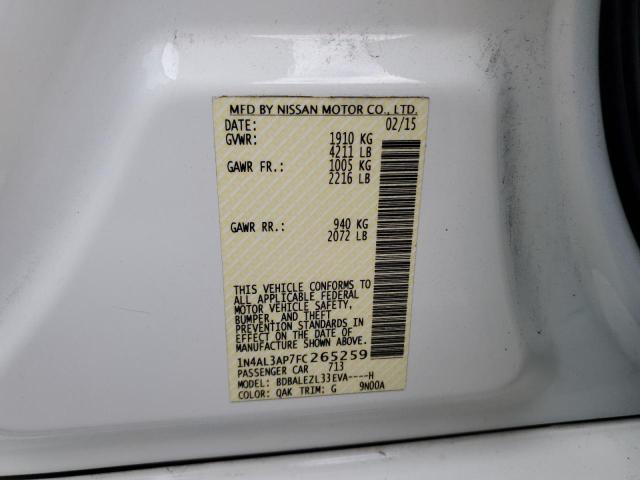 1N4AL3AP7FC265259 - 2015 NISSAN ALTIMA 2.5 WHITE photo 12