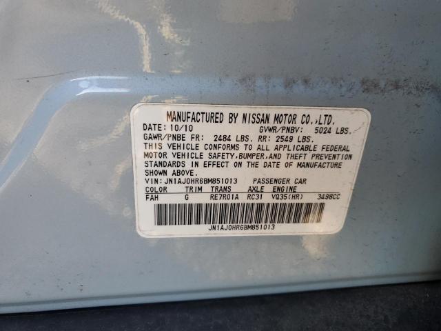 JN1AJ0HR6BM851013 - 2011 INFINITI EX35 BASE Կապույտ լուսանկար 12