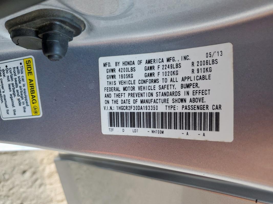 1HGCR2F30DA193350 - 2013 HONDA ACCORD LX 银色 照片 13