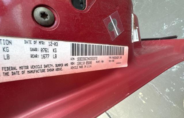 1B3ES56C94D552272 - 2004 DODGE NEON SXT RED photo 10