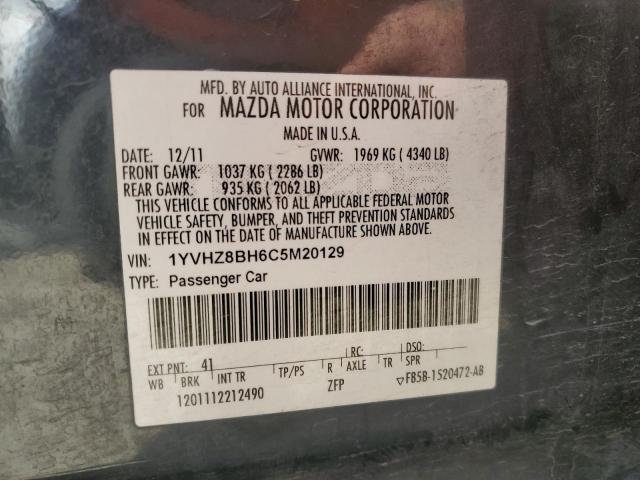 1YVHZ8BH6C5M20129 - 2012 MAZDA 6 I BLACK photo 12