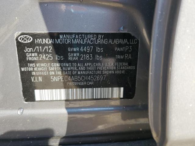 5NPEC4AB5CH452697 - 2012 HYUNDAI SONATA SE GRAY photo 12