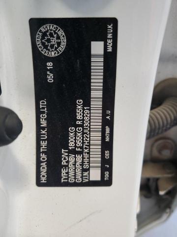 SHHFK7H22JU308291 - 2018 HONDA CIVIC LX أبيض صورة 13