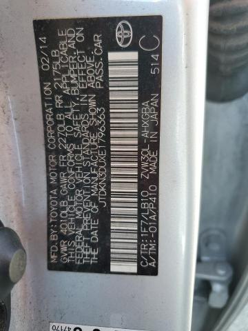 JTDKN3DUXE1796363 - 2014 TOYOTA PRIUS ვერცხლისფერი ფოტო 12