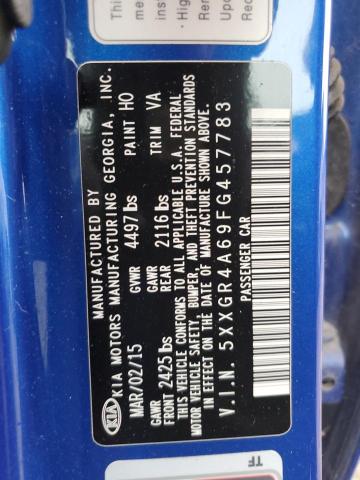 5XXGR4A69FG457783 - 2015 KIA OPTIMA SX ლურჯი ფოტო 12