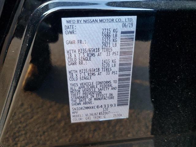 5N1DR2MMXKC643193 - 2019 NISSAN PATHFINDER S Սև լուսանկար 13