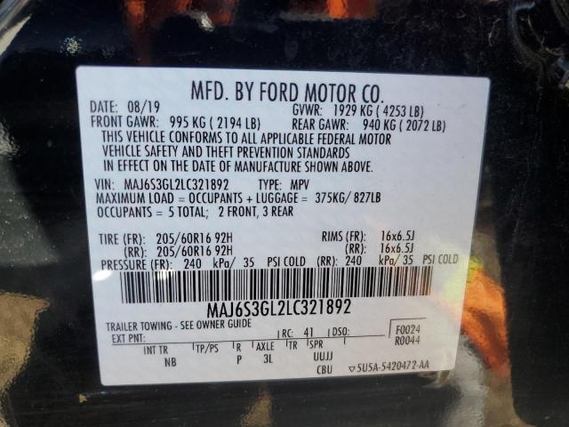 MAJ6S3GL2LC321892 - 2020 FORD ECOSPORT SE Schwarz Foto 13