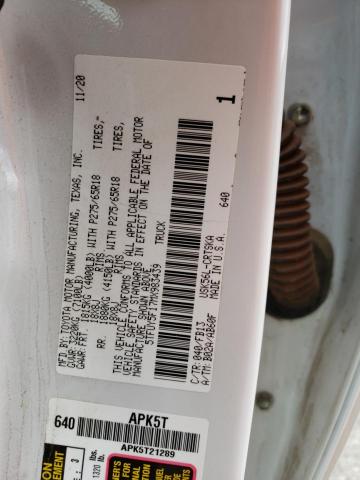 5TFUY5F17MX983439 - 2021 TOYOTA TUNDRA DOUBLE CAB SR/SR5 WHITE photo 12