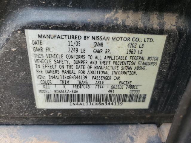 1N4AL11EX6N344139 - 2006 NISSAN ALTIMA S CHARCOAL photo 12