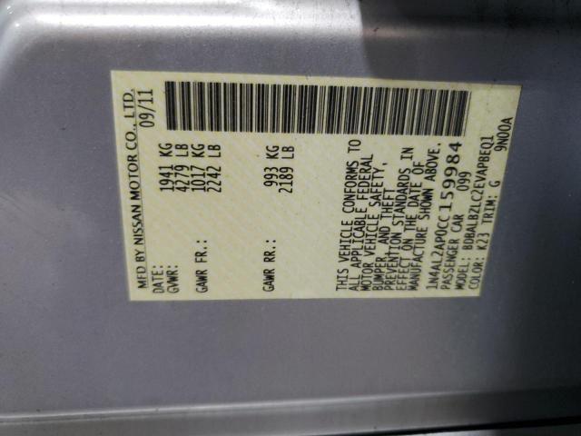 1N4AL2AP0CC159984 - 2012 NISSAN ALTIMA BASE Gümüş fotoğraf 12