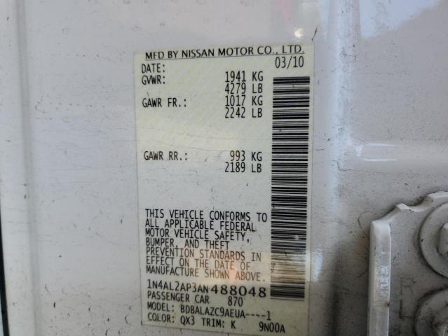 1N4AL2AP3AN488048 - 2010 NISSAN ALTIMA BASE Білий фото 13