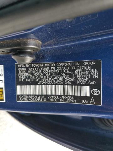 JTDKN3DU3A0061546 - 2010 TOYOTA PRIUS BLUE photo 12