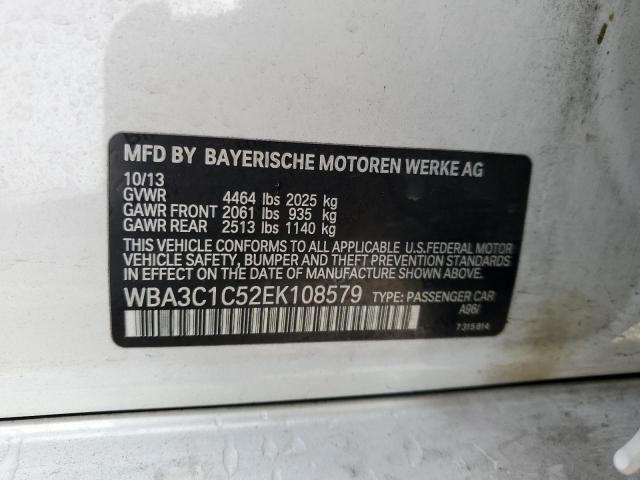 WBA3C1C52EK108579 - 2014 BMW 328 I SULEV WHITE photo 12