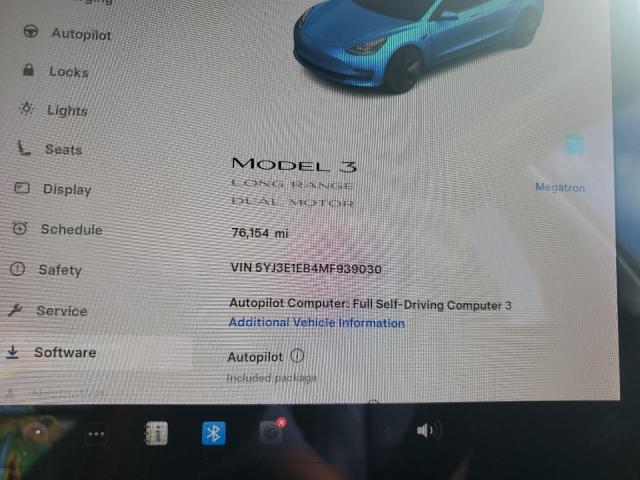 5YJ3E1EB4MF939030 - 2021 TESLA MODEL 3 ლურჯი ფოტო 9