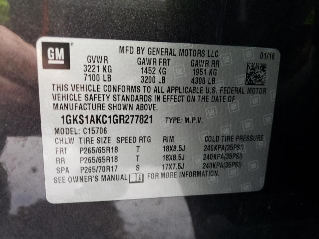 1GKS1AKC1GR277821 - 2016 GMC YUKON SLE CHARCOAL photo 12