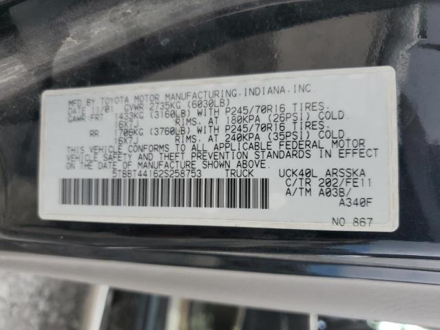 5TBBT44162S258753 - 2002 TOYOTA TUNDRA ACCESS CAB Черный фото 13