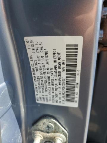 JHLRE38708C019057 - 2008 HONDA CR-V EXL BLUE photo 13