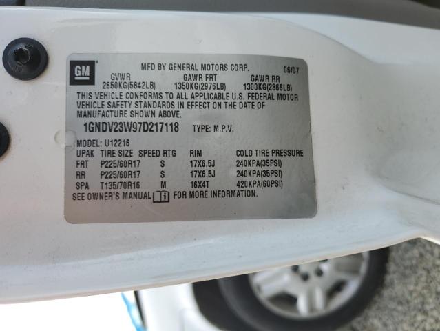 1GNDV23W97D217118 - 2007 CHEVROLET UPLANDER LS 白色 照片 13