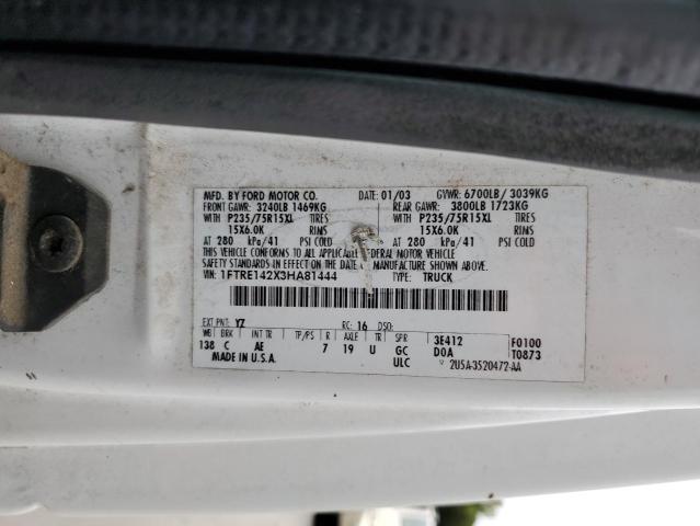 1FTRE142X3HA81444 - 2003 FORD ECONOLINE E150 VAN WHITE photo 13