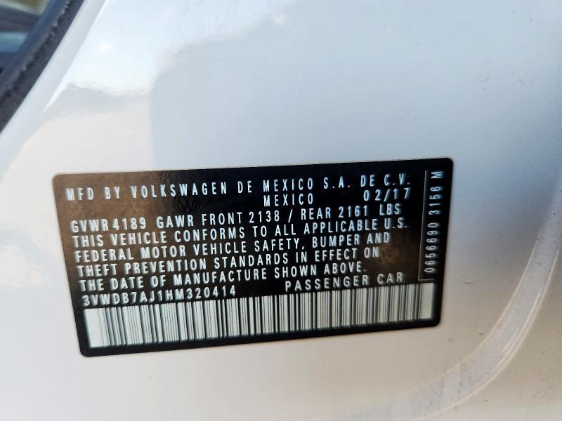 3VWDB7AJ1HM320414 - 2017 VOLKSWAGEN JETTA SE WHITE photo 13