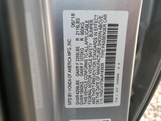 1HGCV1F54JA183939 - 2018 HONDA ACCORD EXL SILVER photo 12