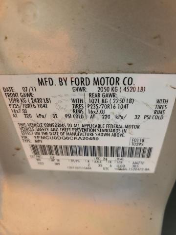 1FMCU0DG8CKA20459 - 2012 FORD ESCAPE XLT TAN photo 13