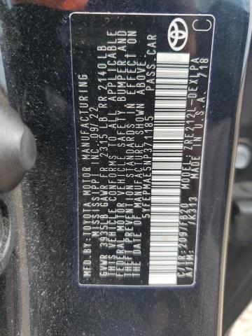 5YFEPMAE5NP371185 - 2022 TOYOTA COROLLA LE BLACK photo 12