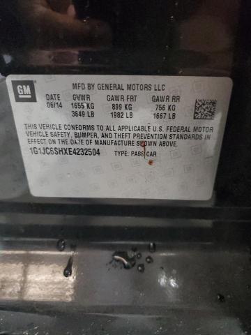 1G1JC6SHXE4232504 - 2014 CHEVROLET SONIC LT შავი ფოტო 12