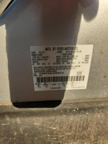 1FM5K7D84JGB48133 - 2018 FORD EXPLORER XLT Gümüş foto 13