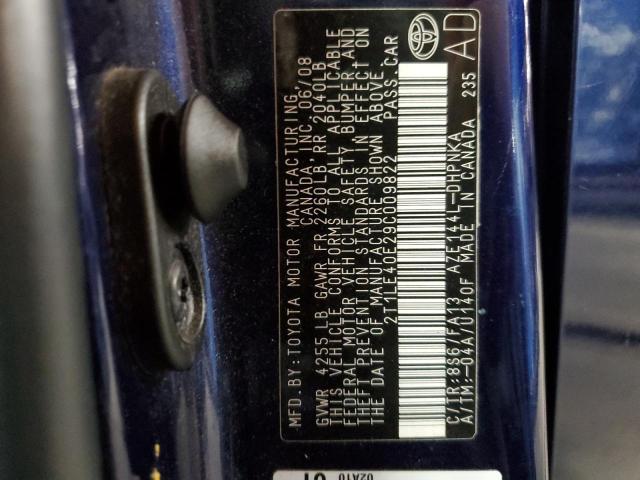 2T1LE40E29C009822 - 2009 TOYOTA COROLLA MA S BLUE photo 13