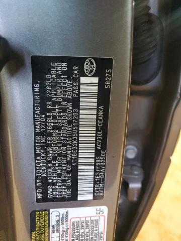 4T1BE32K35U517203 - 2005 TOYOTA CAMRY LE GRAY photo 12