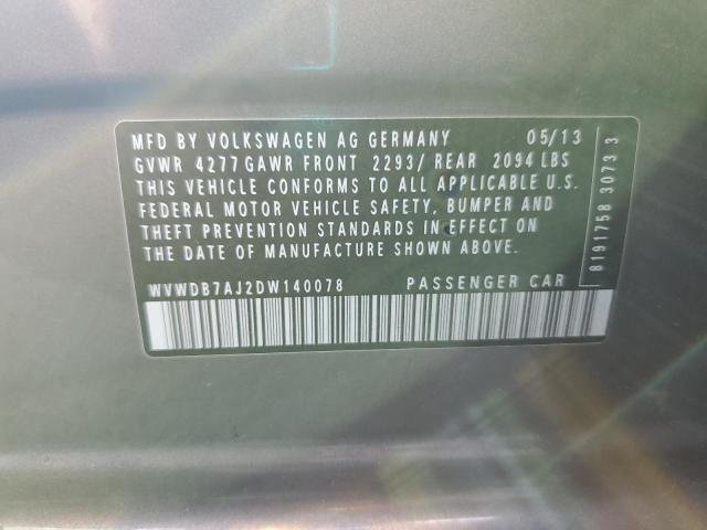 WVWDB7AJ2DW140078 - 2013 VOLKSWAGEN GOLF GRAY photo 12