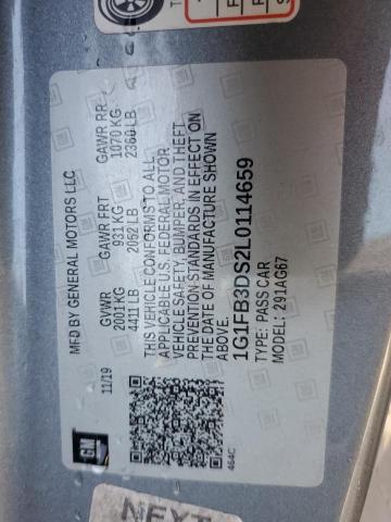 1G1FB3DS2L0114659 - 2020 CHEVROLET CAMARO LS ნაცრისფერი ფოტო 12