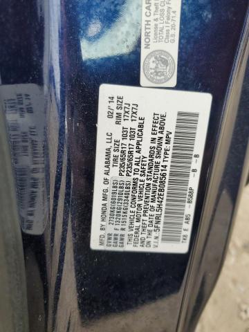 5FNRL5H42EB085614 - 2014 HONDA ODYSSEY EX BLUE photo 14